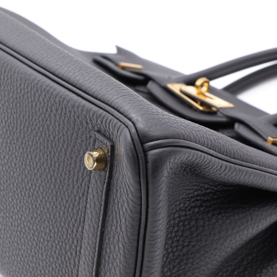 【全配有購證】Hermes 愛馬仕 鉑金包 Birkin30 黑金 89 Noir 手提包-8