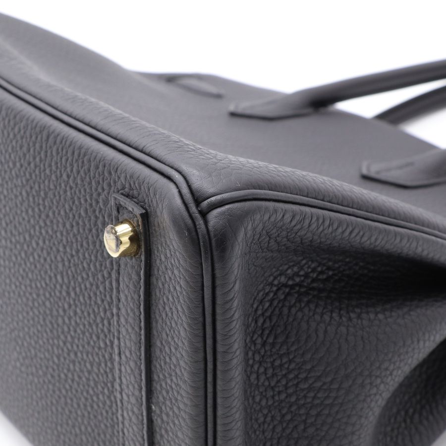 【全配有購證】Hermes 愛馬仕 鉑金包 Birkin30 黑金 89 Noir 手提包-10