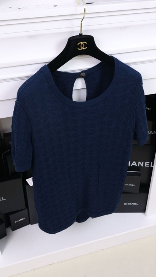 Chanel藏青色圆领两口袋短袖上衣-7