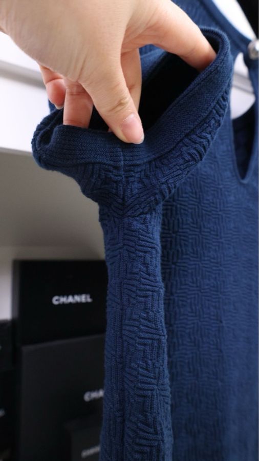 Chanel藏青色圆领两口袋短袖上衣-15