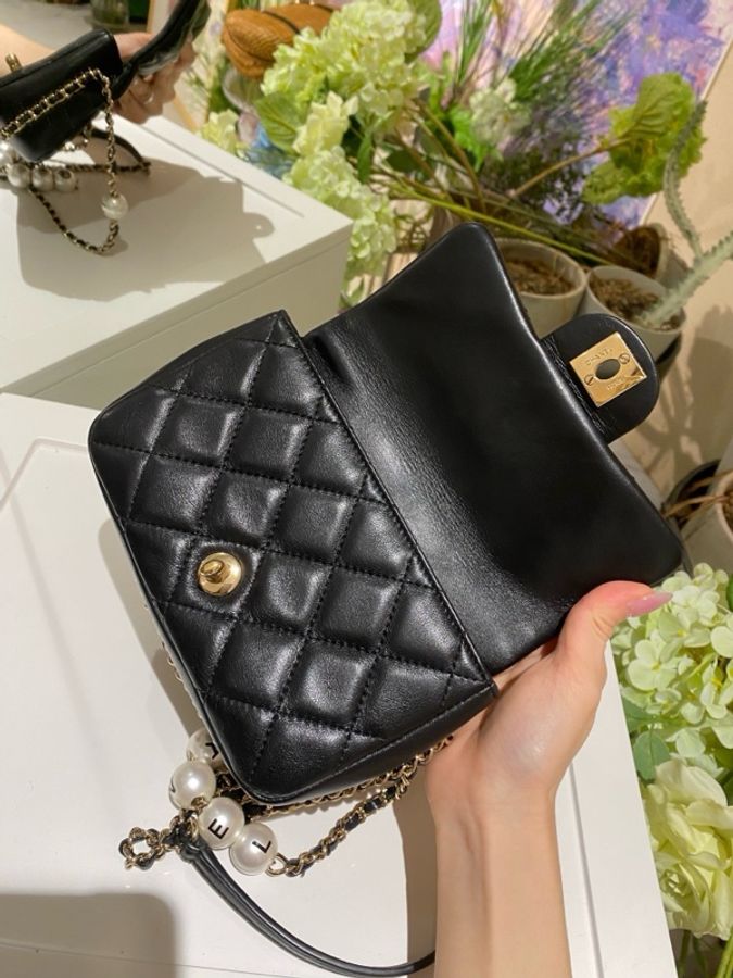 Chanel 香奈兒 珍珠鏈條大mini 29開-5
