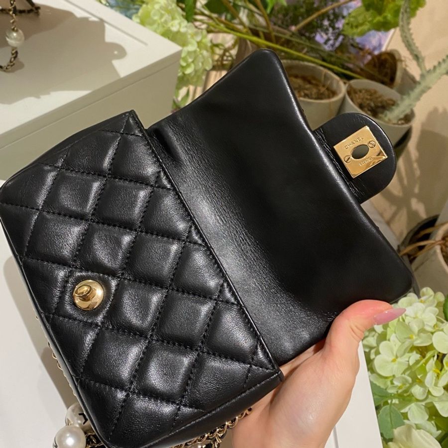 Chanel 香奈兒 珍珠鏈條大mini 29開-8