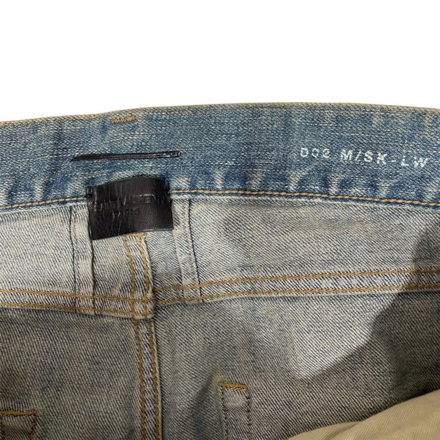 SAINT LAURENT 聖羅蘭 D02 手工泥洗破壞修身牛仔褲 純棉 淺灰藍 古銅色 M-4