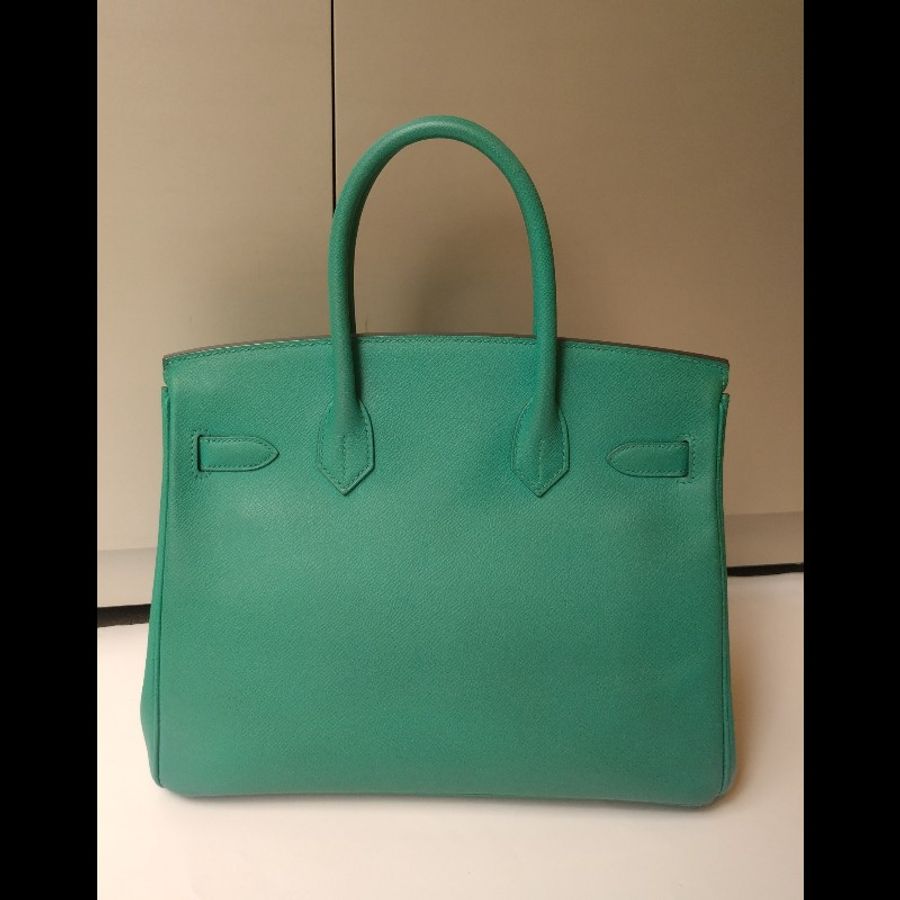 Hermes 銀釦水綠皮革柏金 birkin 30-1