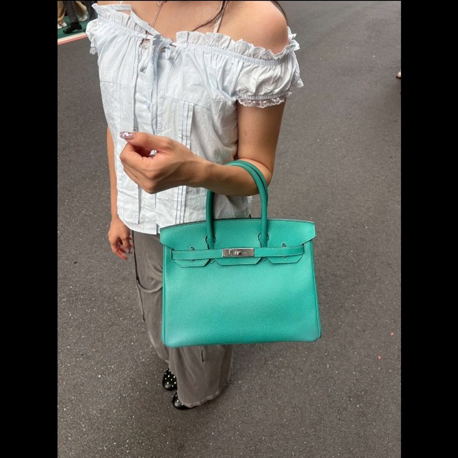 Hermes 銀釦水綠皮革柏金 birkin 30-2
