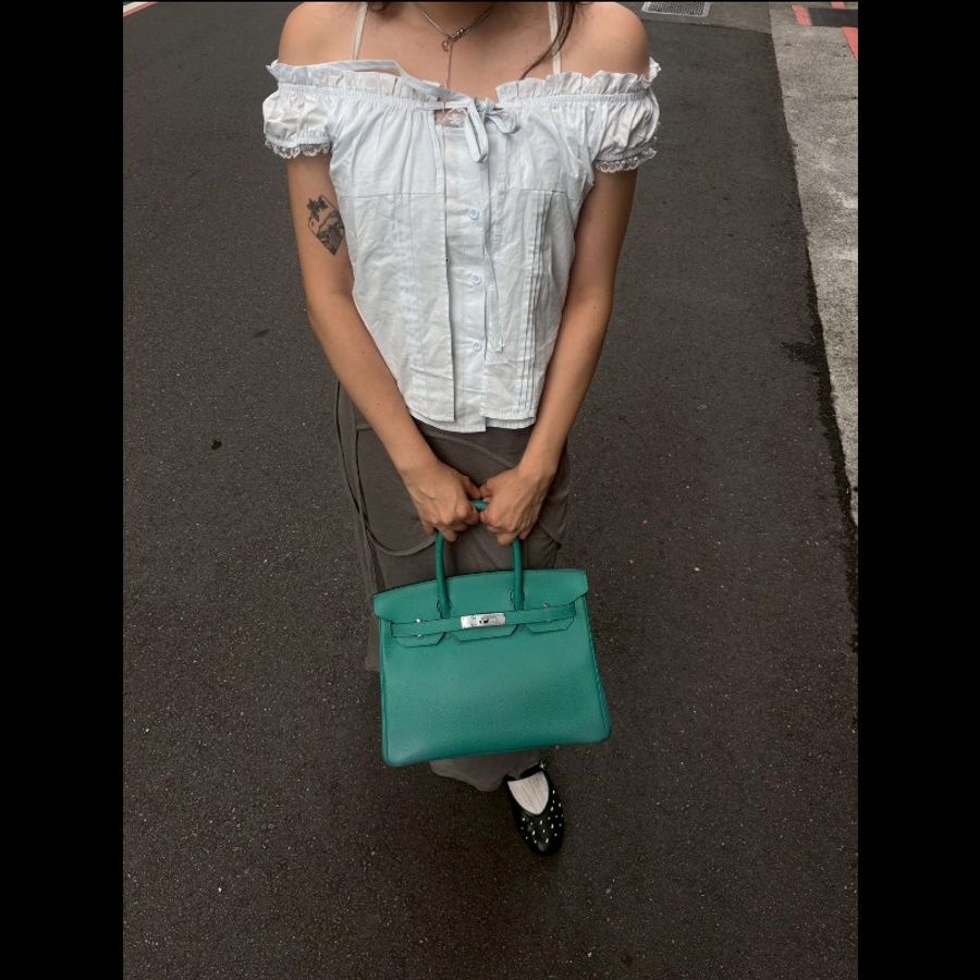 Hermes 銀釦水綠皮革柏金 birkin 30-3