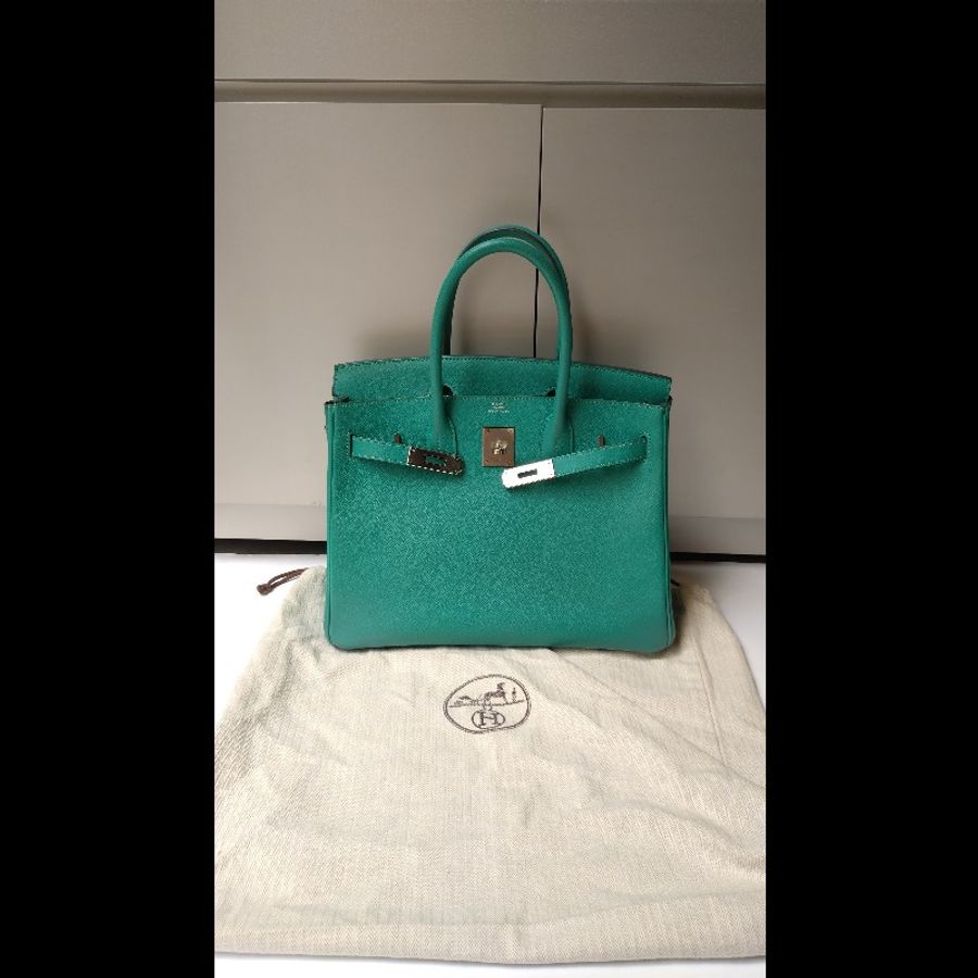 Hermes 銀釦水綠皮革柏金 birkin 30-4