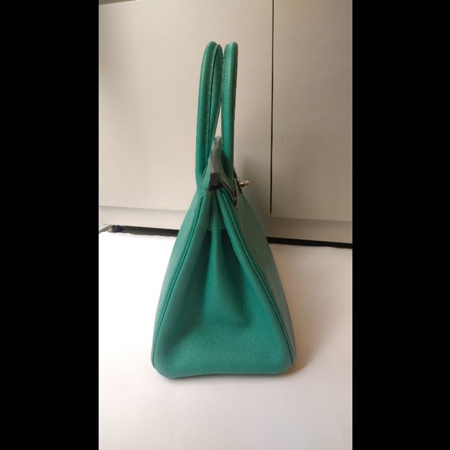 Hermes 銀釦水綠皮革柏金 birkin 30-6
