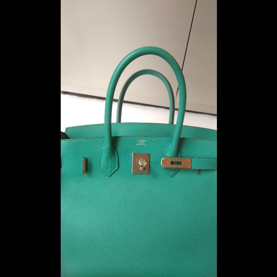 Hermes 銀釦水綠皮革柏金 birkin 30-7