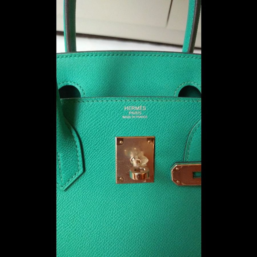 Hermes 銀釦水綠皮革柏金 birkin 30-8