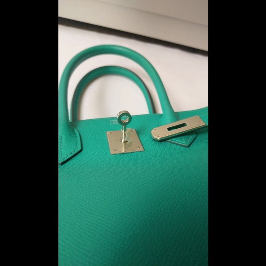 Hermes 銀釦水綠皮革柏金 birkin 30-9