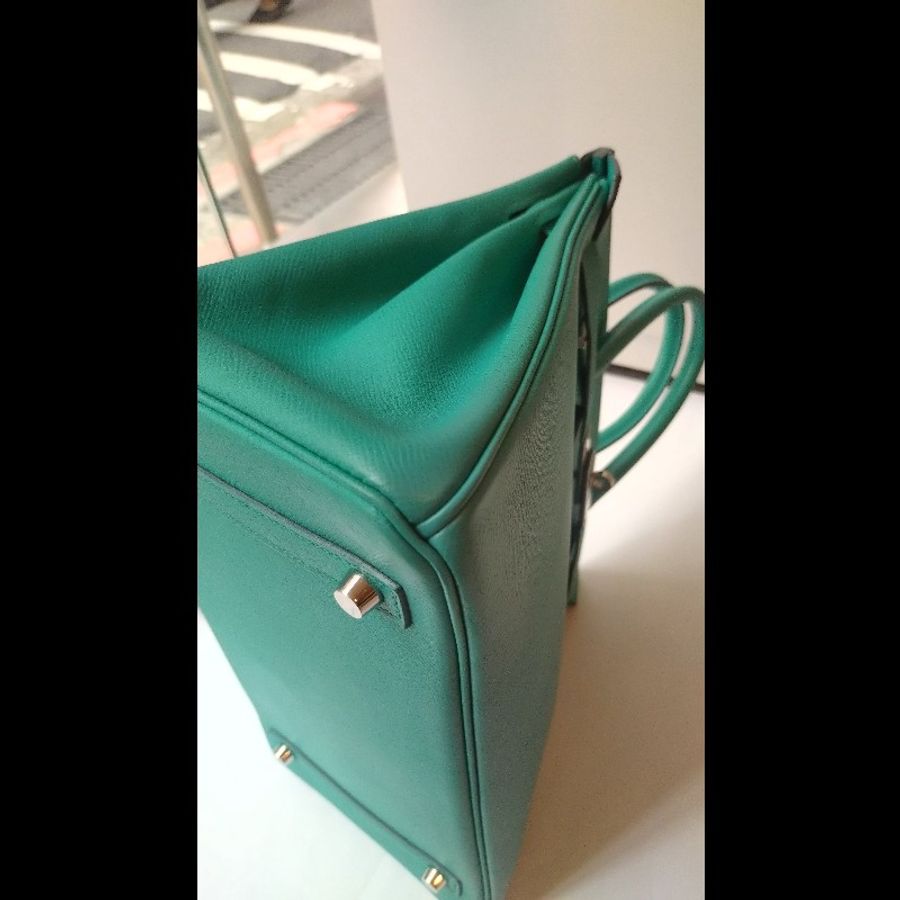 Hermes 銀釦水綠皮革柏金 birkin 30-11