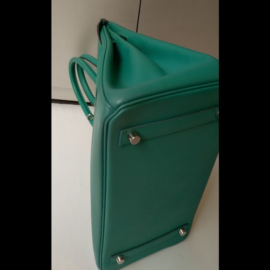 Hermes 銀釦水綠皮革柏金 birkin 30-13
