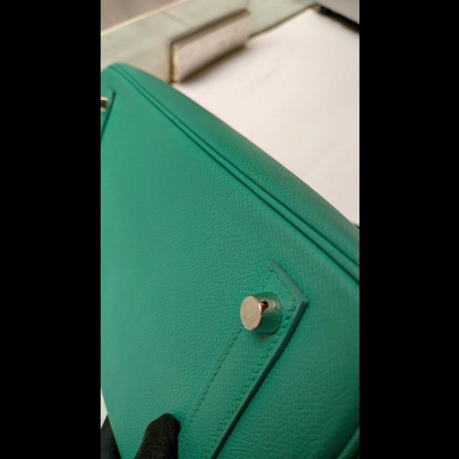 Hermes 銀釦水綠皮革柏金 birkin 30-18