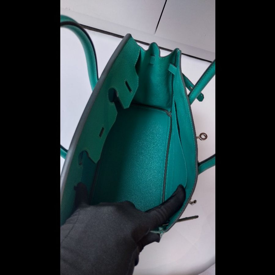 Hermes 銀釦水綠皮革柏金 birkin 30-19