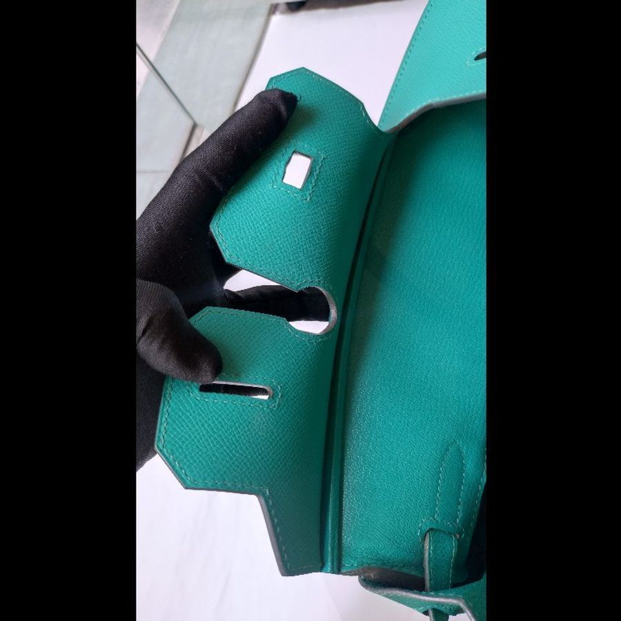 Hermes 銀釦水綠皮革柏金 birkin 30-23