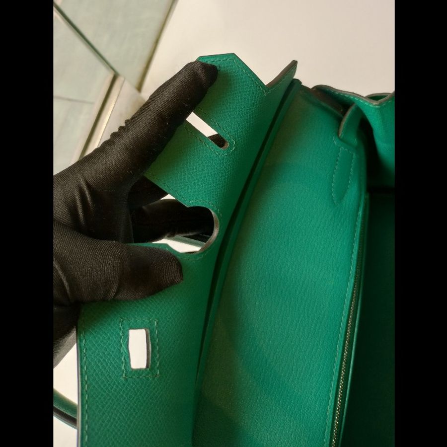 Hermes 銀釦水綠皮革柏金 birkin 30-24