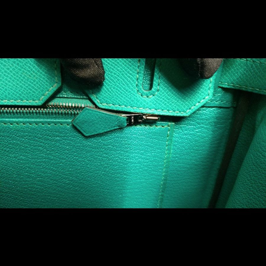 Hermes 銀釦水綠皮革柏金 birkin 30-30