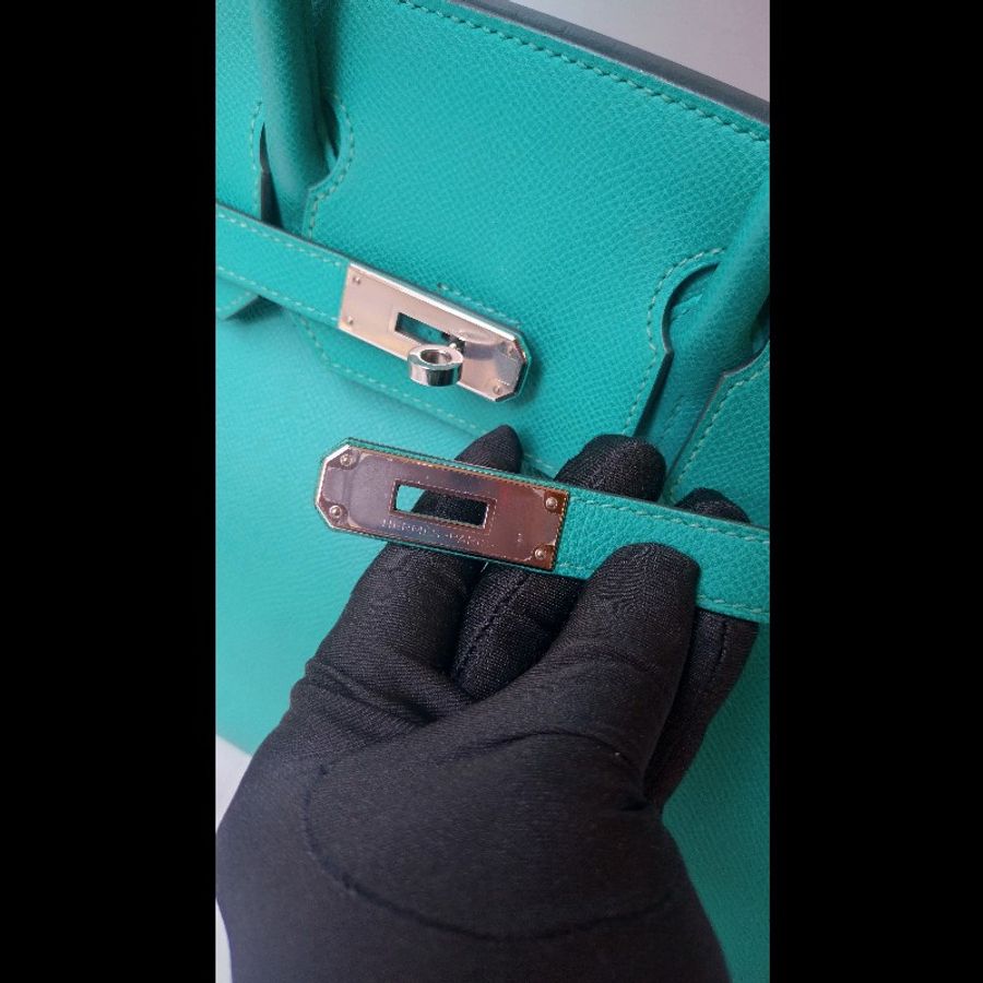 Hermes 銀釦水綠皮革柏金 birkin 30-32