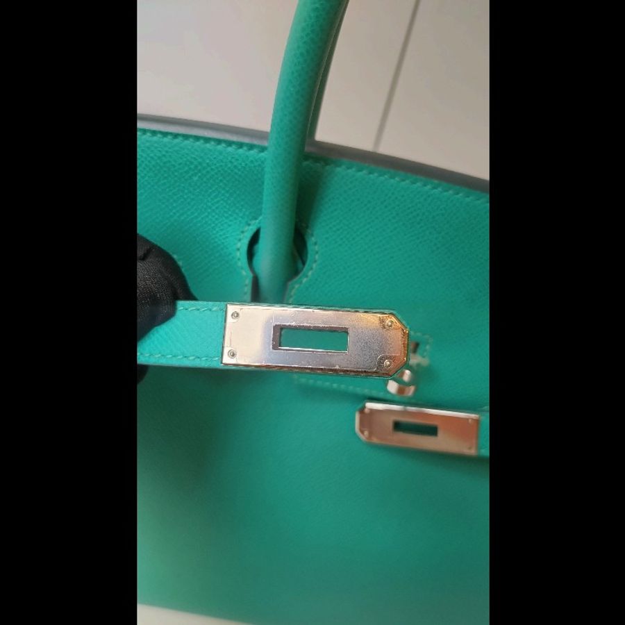 Hermes 銀釦水綠皮革柏金 birkin 30-34