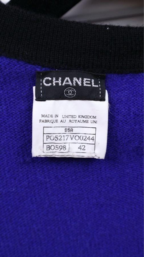 Chanel 95年深蓝色针织黑金扣连衣裙-24