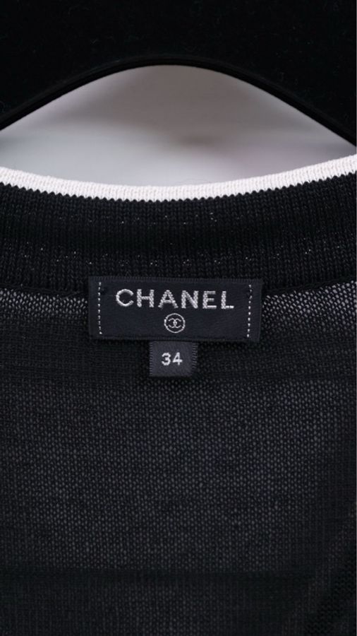 Chanel 19年黑白滚边针织短袖连衣裙-13
