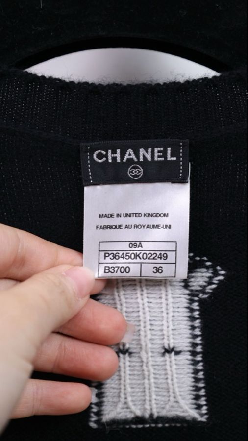 Chanel 09年黑色针织小鹿图案短袖连衣裙-20