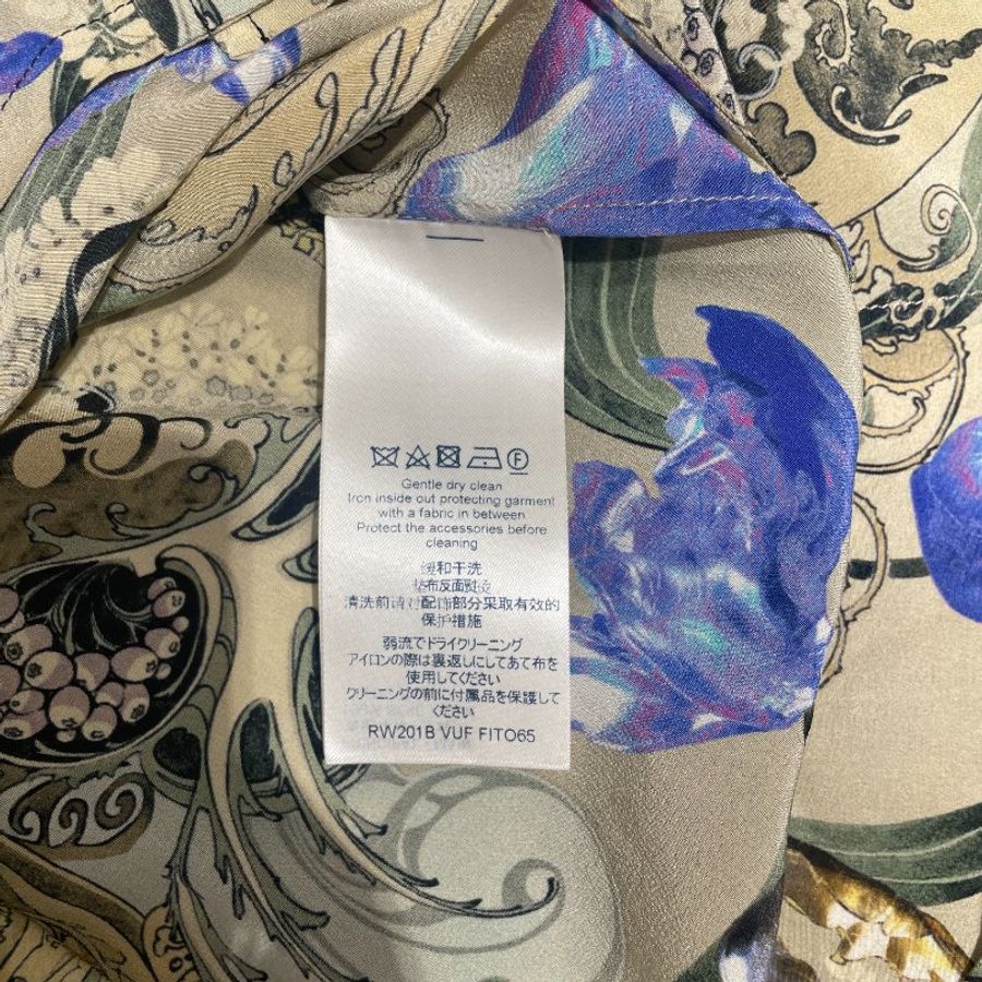 LOUIS VUITTON 路易威登 FITO65VUF 復古花卉長袖襯衫 蠶絲 卡其色 金釦-5