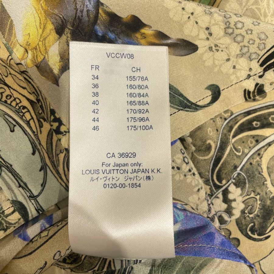 LOUIS VUITTON 路易威登 FITO65VUF 復古花卉長袖襯衫 蠶絲 卡其色 金釦-7