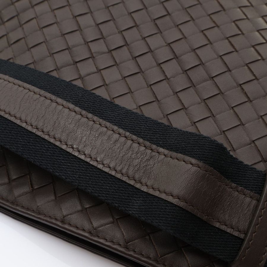 棕色 編織牛皮 黑色 帆布 Intrecciato 肩背包【BOTTEGA VENETA BV 寶緹嘉】 161623 V465C 2078-11