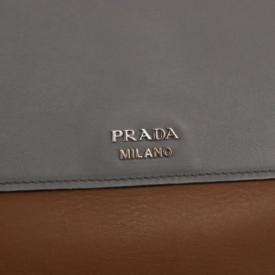 【日本直送】PRADA 手提包 皮革 2way 棕色 銀色 正品 ka5368V-18