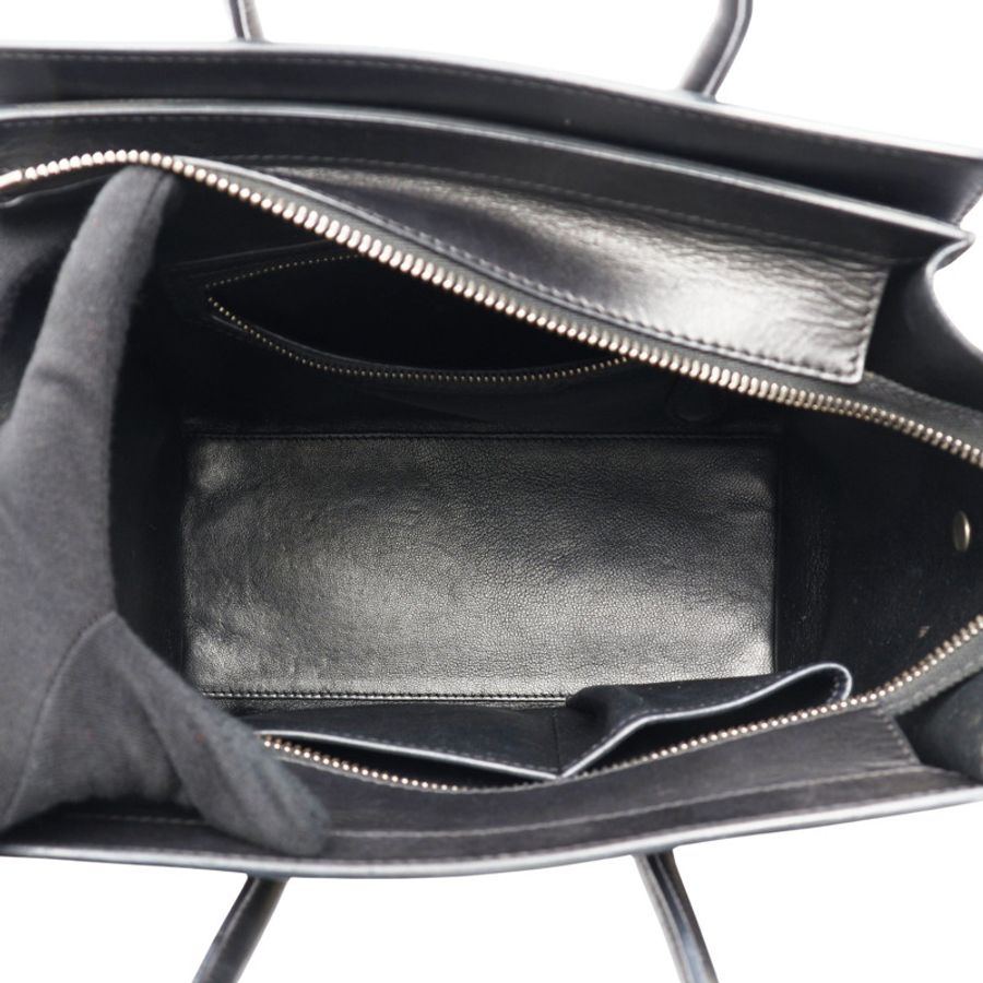 CELINE 賽琳 Micro Luggage 手提包 黑/白色 牛皮-2