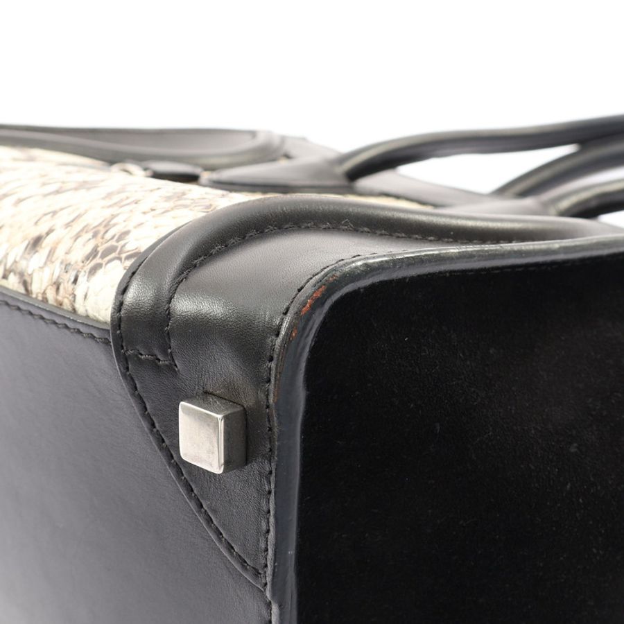 CELINE 賽琳 Micro Luggage 手提包 黑/白色 牛皮-7