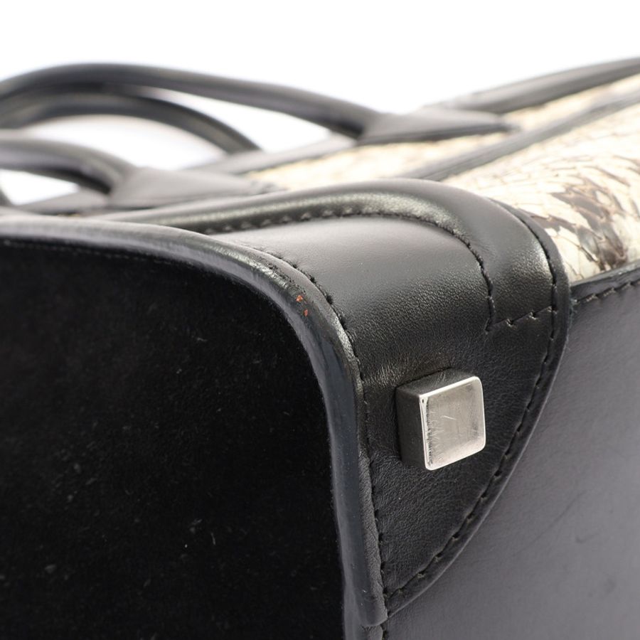 CELINE 賽琳 Micro Luggage 手提包 黑/白色 牛皮-8