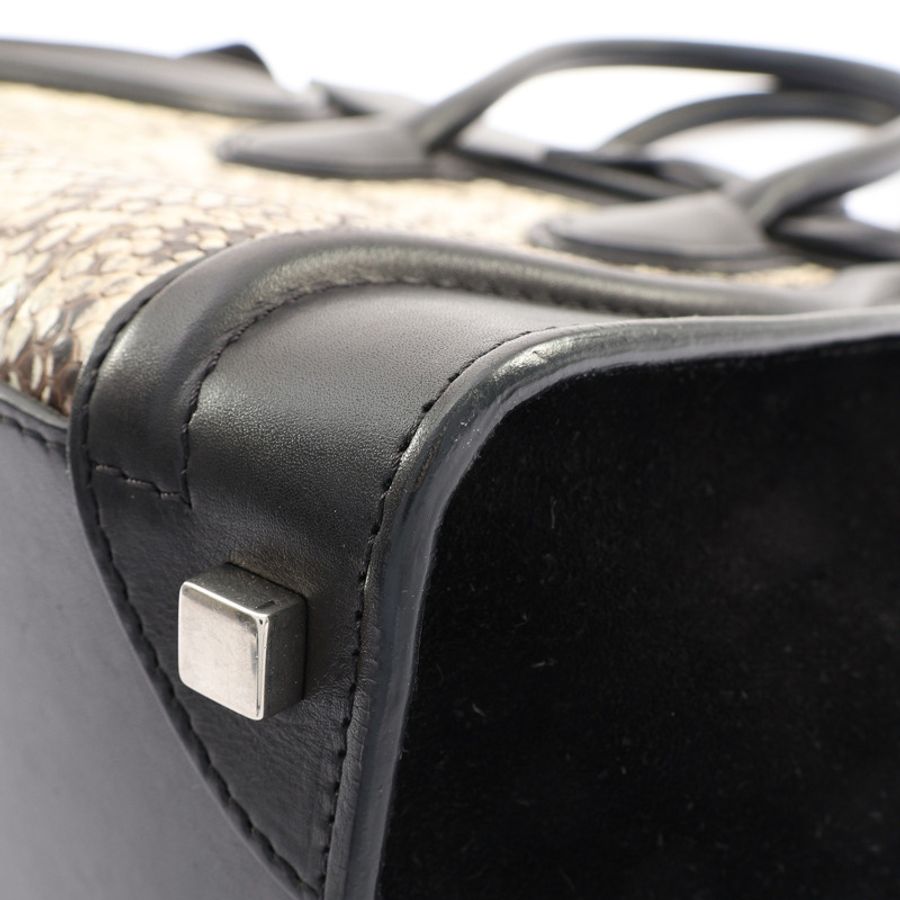 CELINE 賽琳 Micro Luggage 手提包 黑/白色 牛皮-9