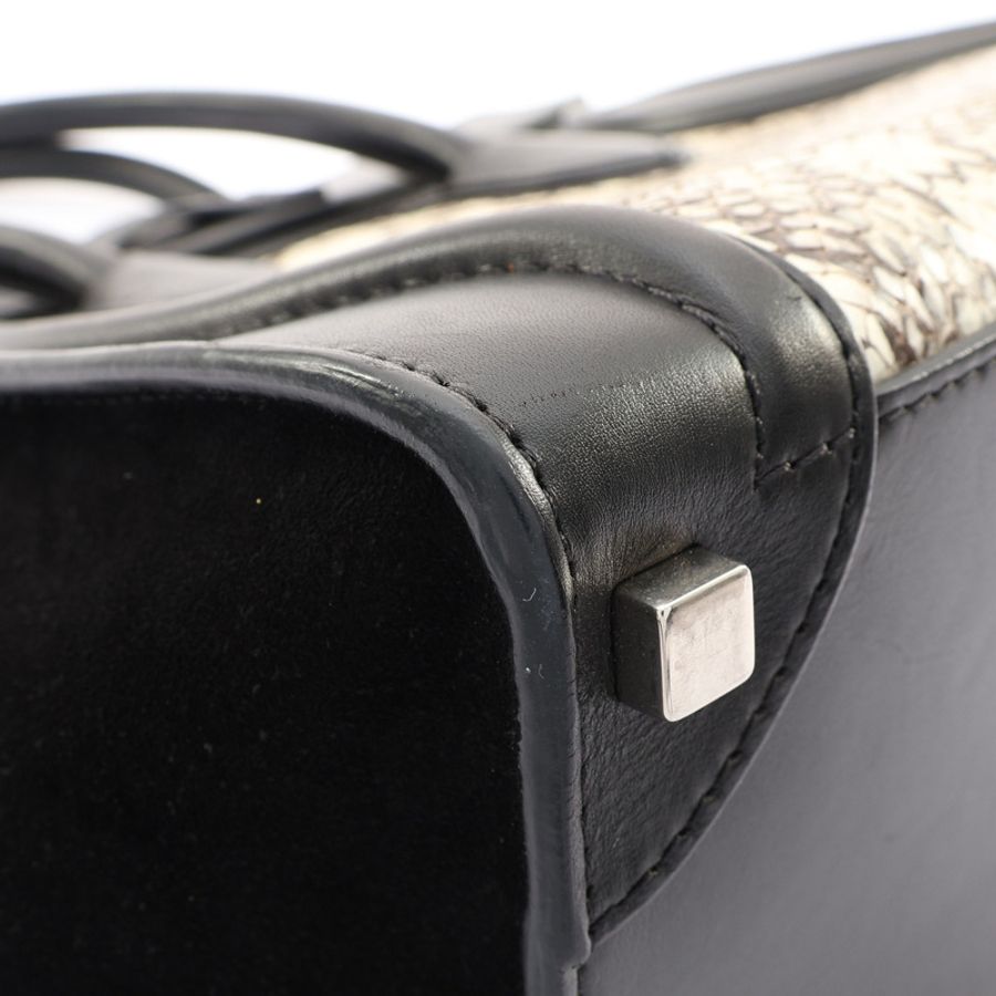 CELINE 賽琳 Micro Luggage 手提包 黑/白色 牛皮-10