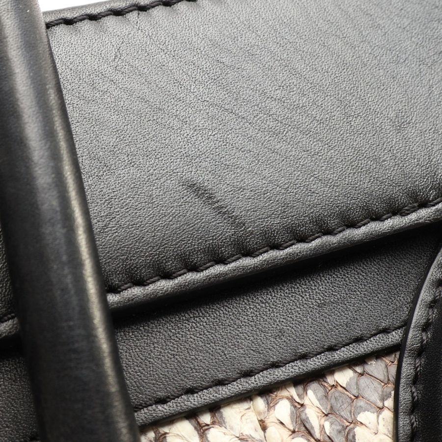 CELINE 賽琳 Micro Luggage 手提包 黑/白色 牛皮-11