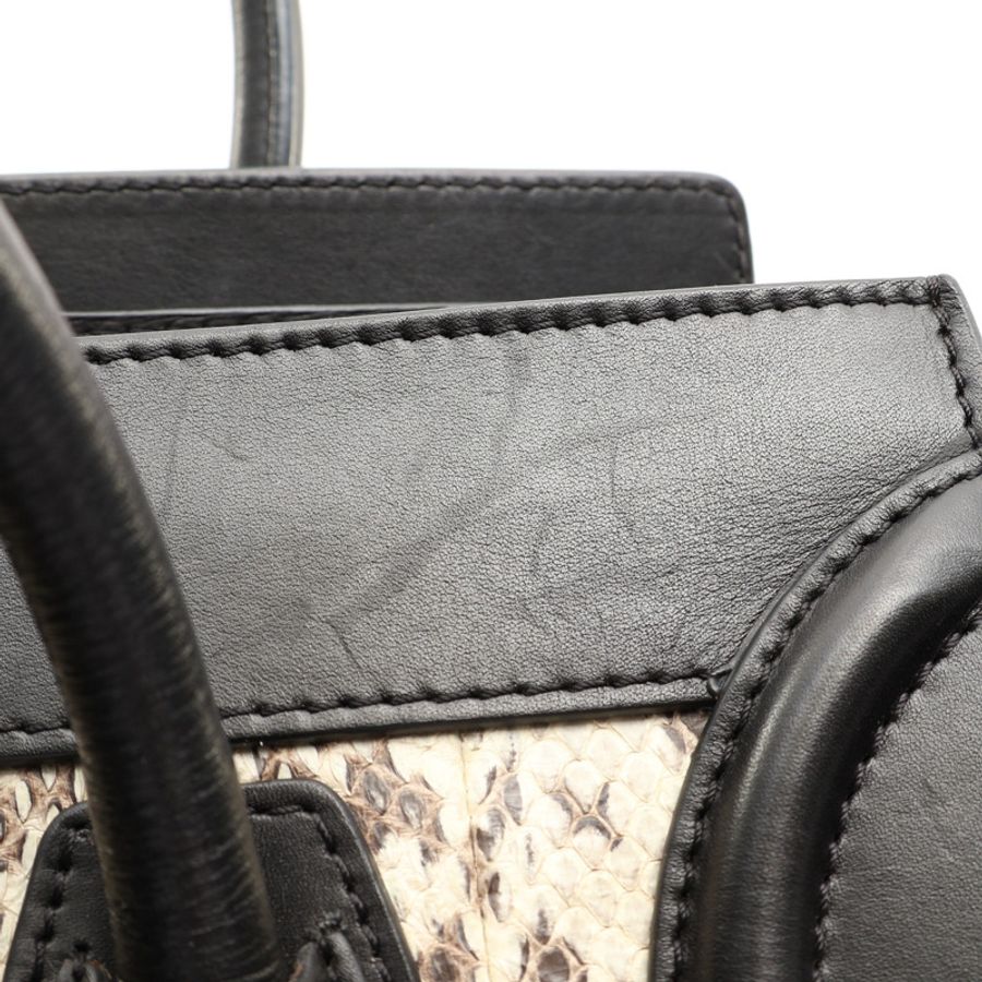 CELINE 賽琳 Micro Luggage 手提包 黑/白色 牛皮-12