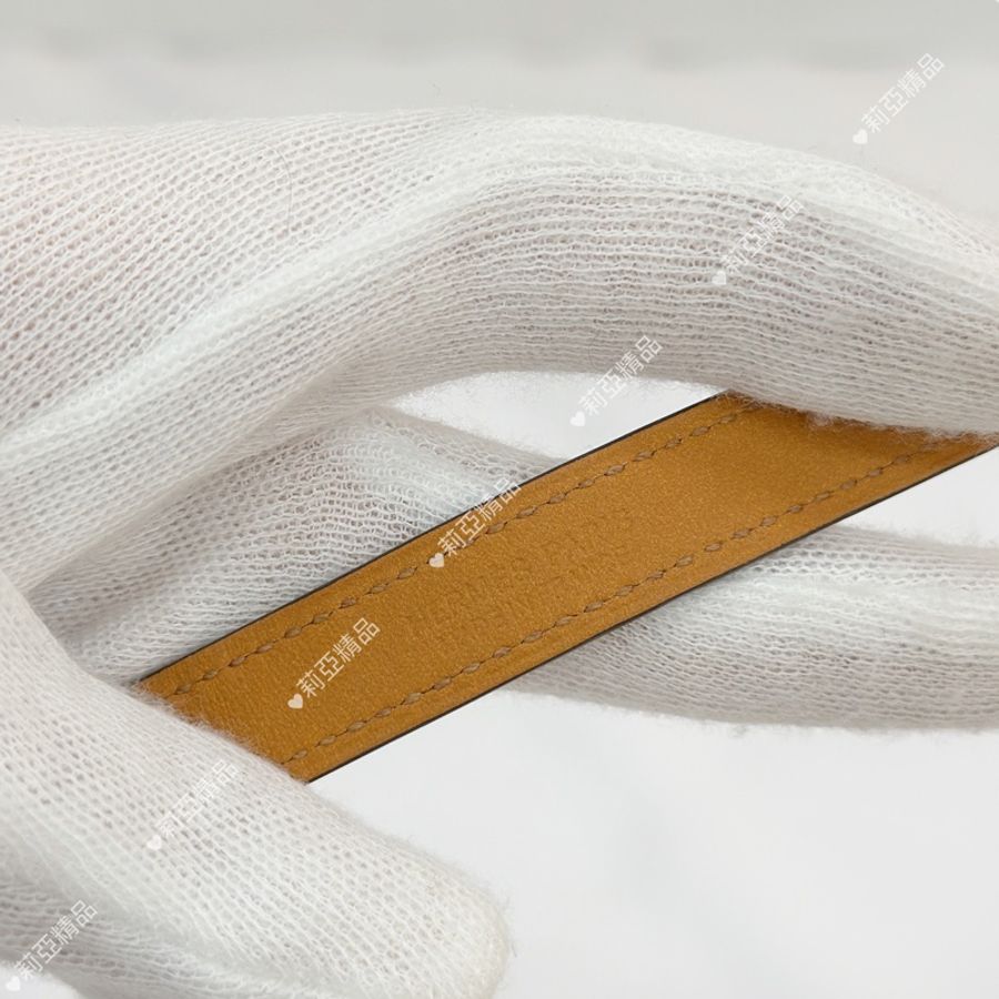 莉亞精品♡ Hermes 雙圈藍色皮革手環#xs 框Q二手美品-6