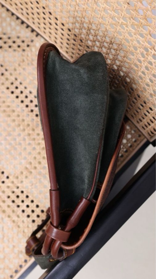 Loewe棕色皮革麂皮拼接狩猎包单肩包-3