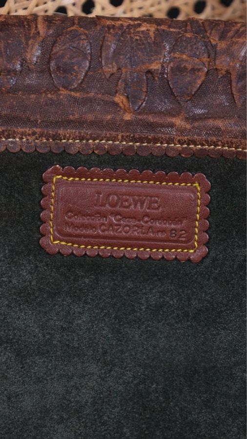 Loewe棕色皮革麂皮拼接狩猎包单肩包-16