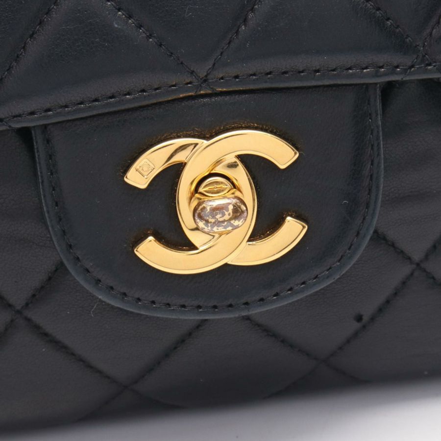 香奈兒 (CHANEL) Matelasse 雙面單肩背包/手提包,羊皮材質,黑色,二手,CC標誌-6