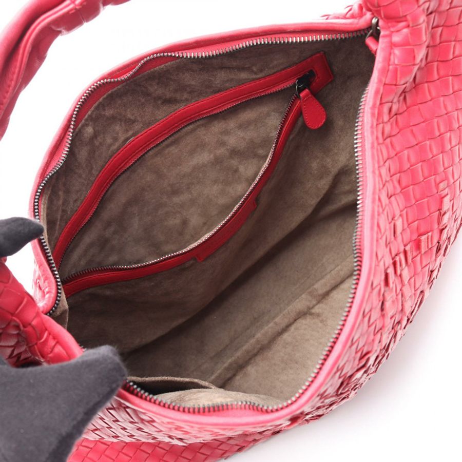 BOTTEGA VENETA Intrecciato Hobo 手提包,粉紅色/紅色,二手女款真皮包-2