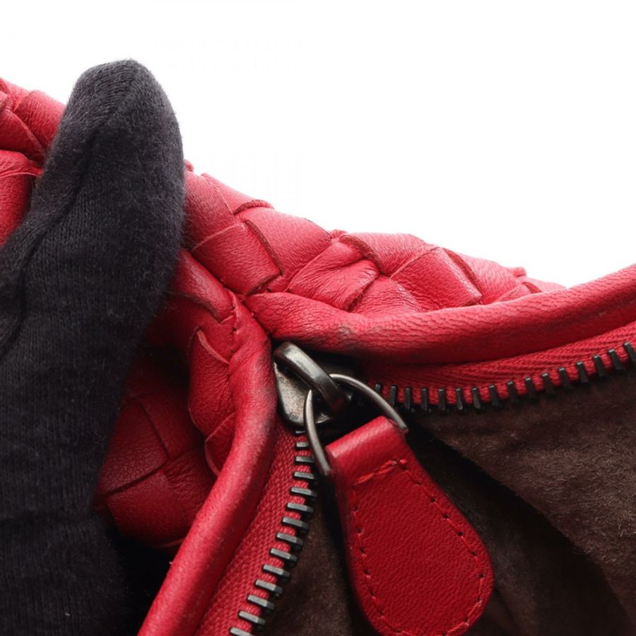 BOTTEGA VENETA Intrecciato Hobo 手提包,粉紅色/紅色,二手女款真皮包-6
