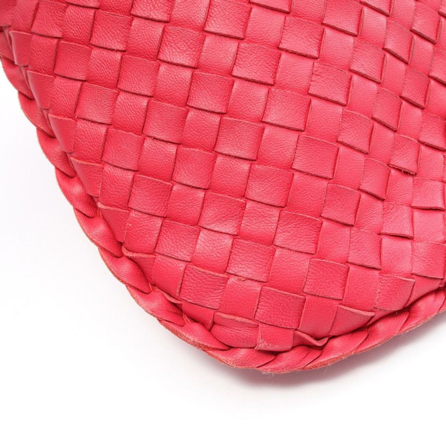 BOTTEGA VENETA Intrecciato Hobo 手提包,粉紅色/紅色,二手女款真皮包-11