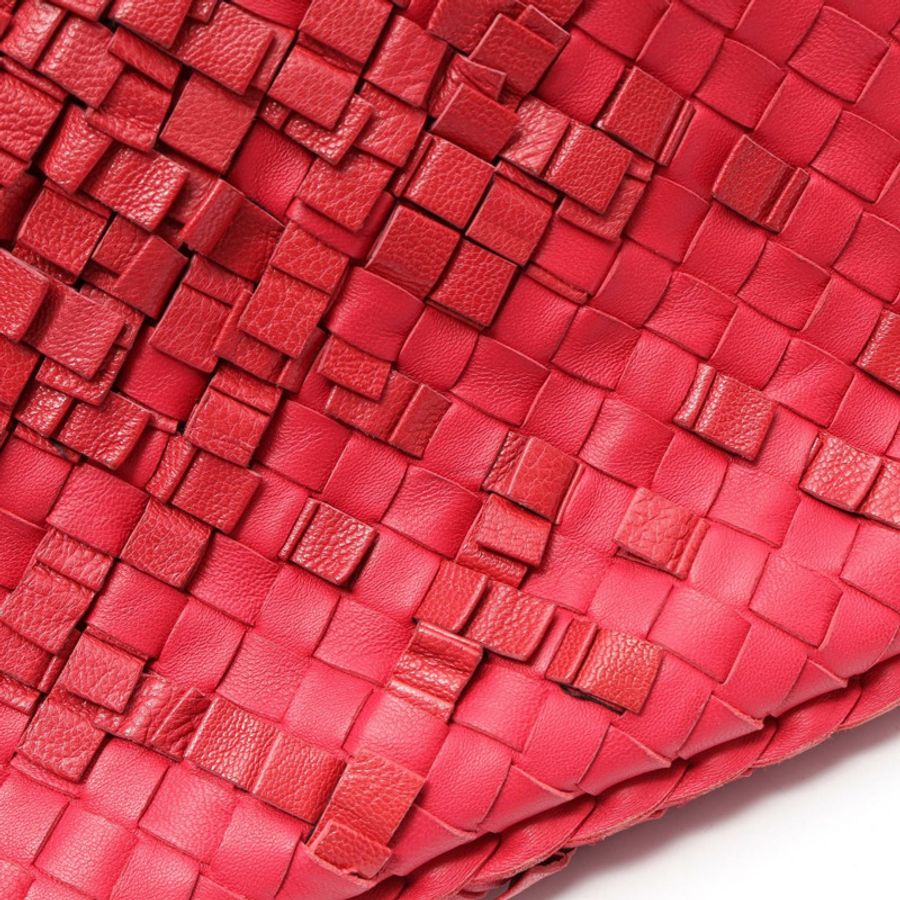 BOTTEGA VENETA Intrecciato Hobo 手提包,粉紅色/紅色,二手女款真皮包-12