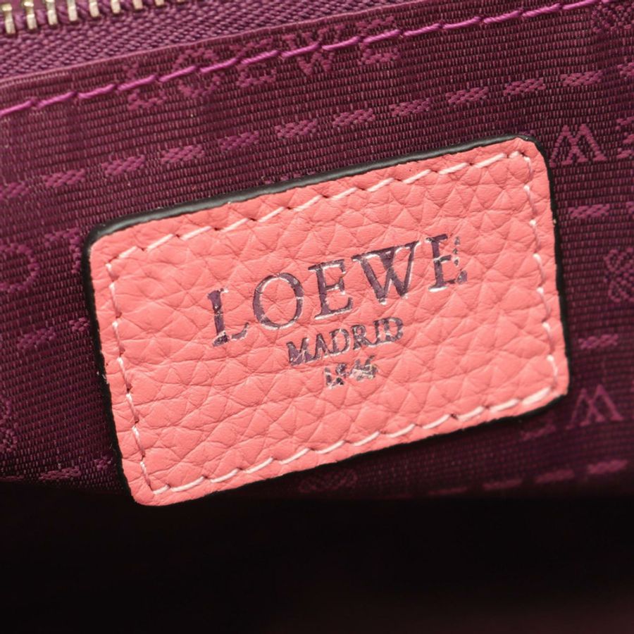 LOEWE Alamo 32 手提包,粉紅色皮革,銀色五金,二手女款-3