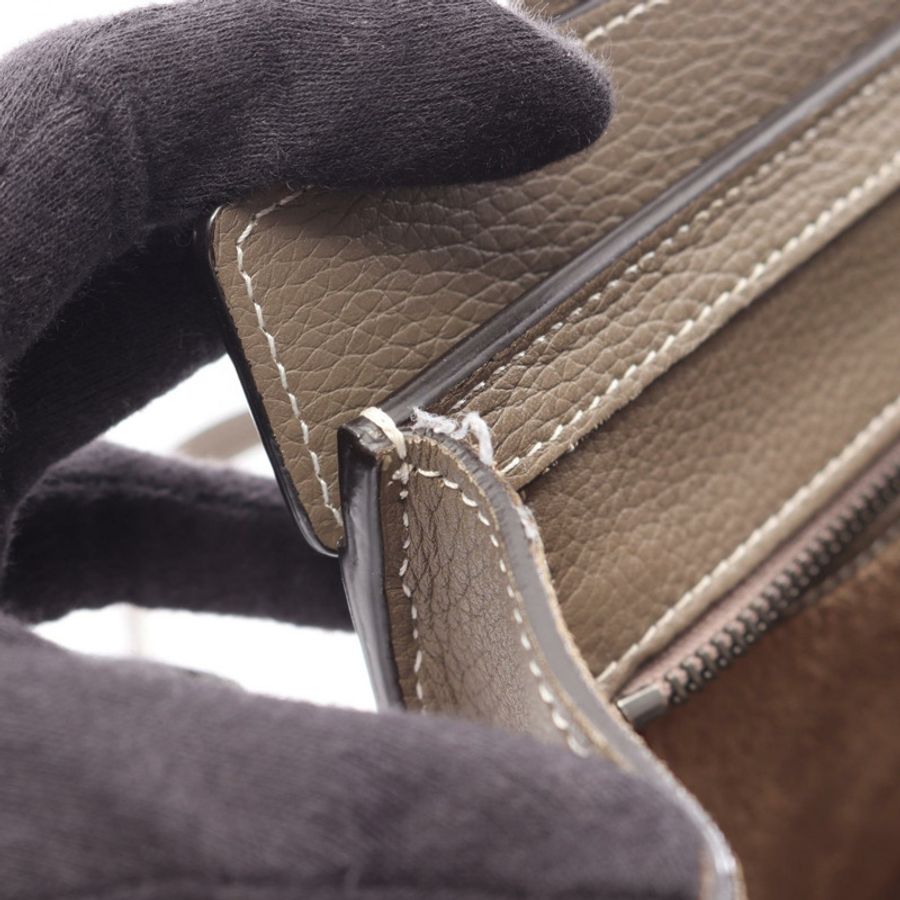 CELINE Luggage Nano Shopper 2WAY 單肩手提包 189243 皮革 灰色 二手-4