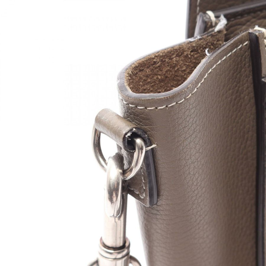 CELINE Luggage Nano Shopper 2WAY 單肩手提包 189243 皮革 灰色 二手-8