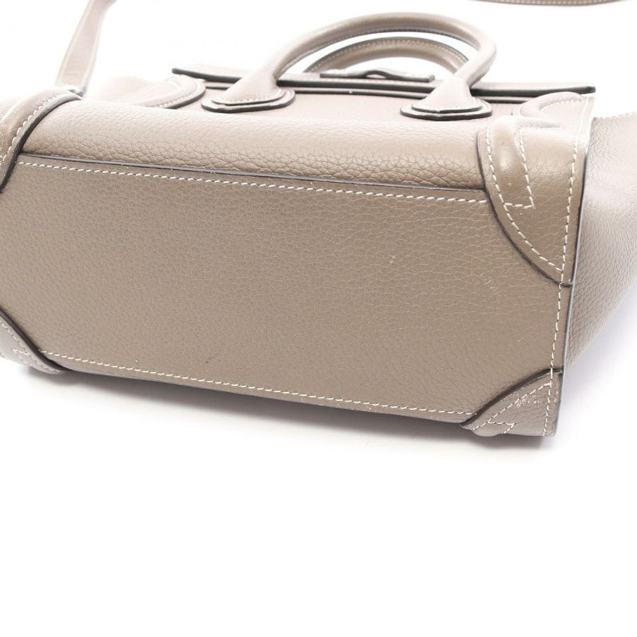CELINE Luggage Nano Shopper 2WAY 單肩手提包 189243 皮革 灰色 二手-15